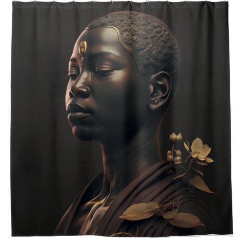 Zen Black Buddha Shower Curtain
