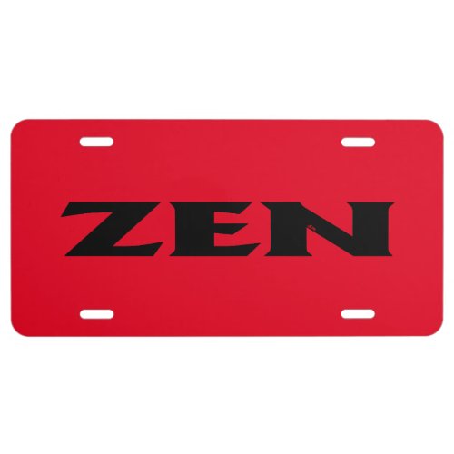 Zen black red aluminum license plate