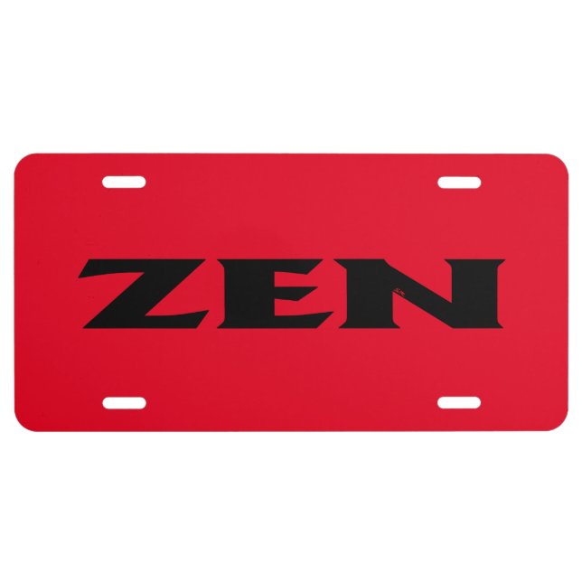 Zen black red aluminum license plate (Front)