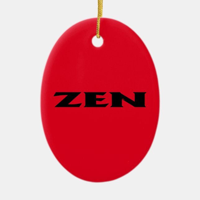 Zen black red oval ceramic ornament (Front)