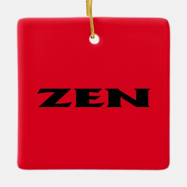 Zen black red square ceramic ornament (Front)
