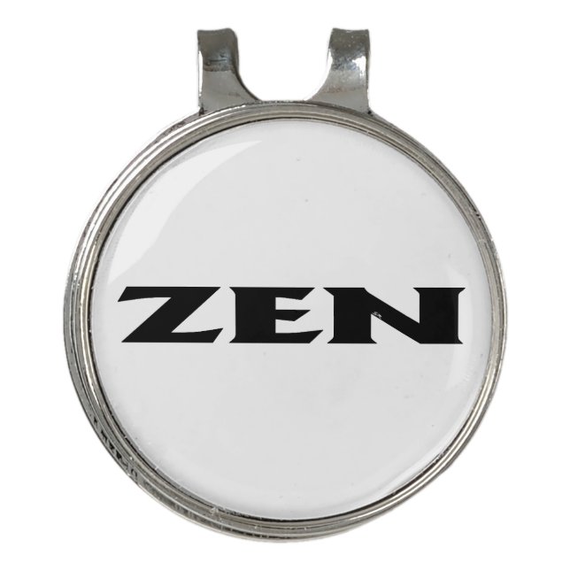 Zen black white golf hat clip ball marker (Front)