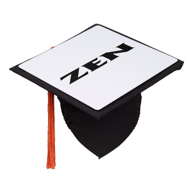 Zen black white graduation cap (Angled)