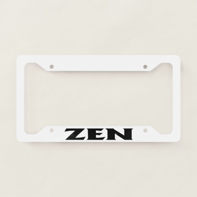 Zen black white license plate frame C (Front)
