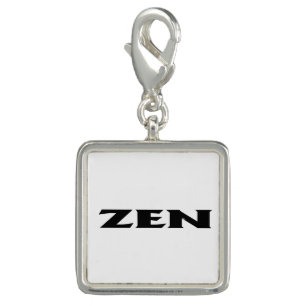 Zen black white silver square charm