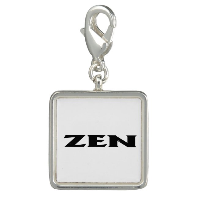 Zen black white silver square charm (Front)