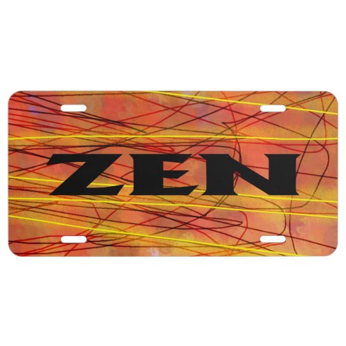 Zen black wire aluminum license plate