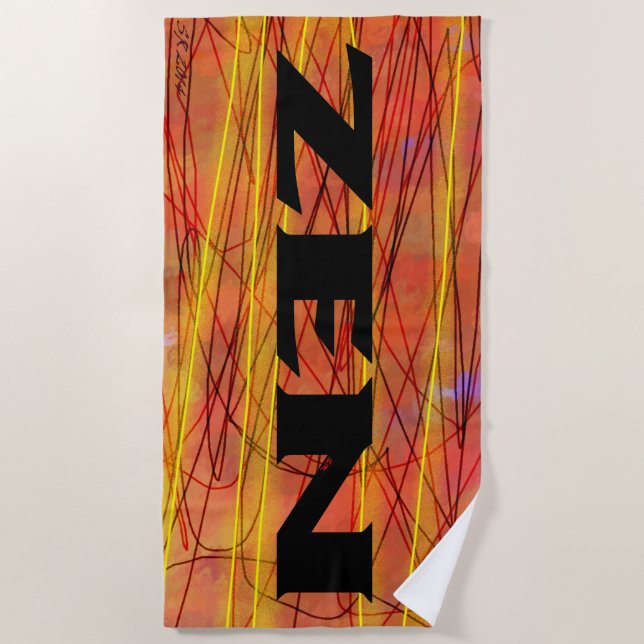 Zen black wire beach towel (Front)