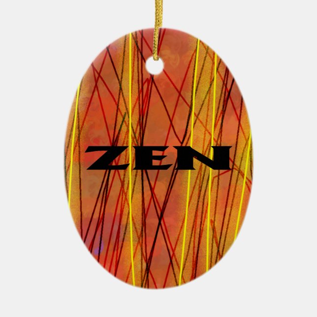 Zen black wire oval ceramic ornament (Front)