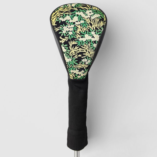 Zen Bloom: Japanese Floral Art Pattern Golf Head Cover (Front)