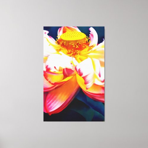 Zen Blooming Pink Lotus Flower Watercolor Canvas Print