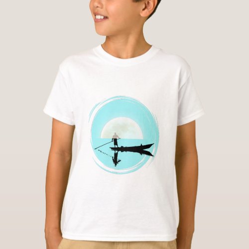 Zen boater in the open sea T_Shirt