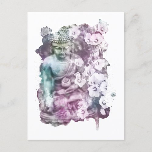  Zen Buddha Abstract Meditate Flowers Pastel Postcard