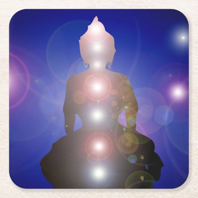 Zen Buddha Chakra Yoga Meditation Namaste Square Paper Coaster (Front)