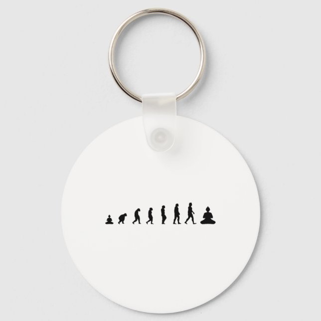 Zen Buddha Evolution Meditation Mindfulness Yoga - Keychain (Front)