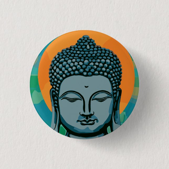 Zen Buddha Head  Button (Front)