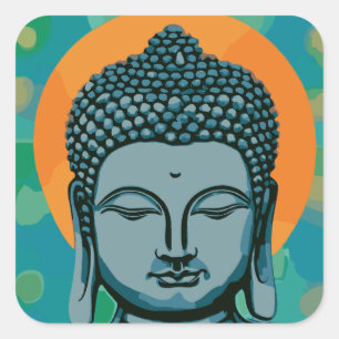 Zen Buddha Head Square Sticker