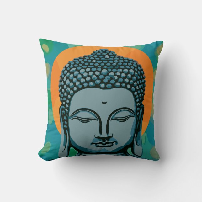 Zen Buddha Head  Throw Pillow (Front)
