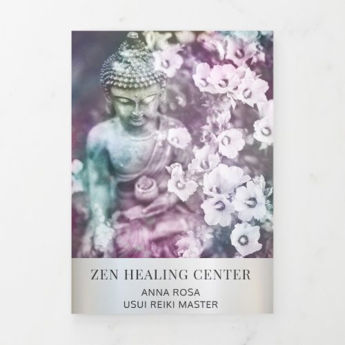  Zen Buddha Photo Logo QR Trifold Brochure