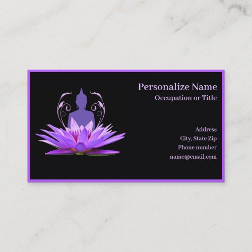Zen Buddha Yoga Meditation Purple Lotus Flower Business Card