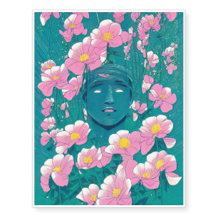 Zen Buddhism Flower art illustration Temporary Tattoos