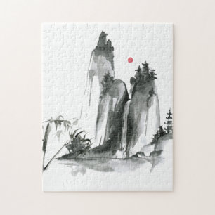 Zen Buddhism temple in the mountains Jigsaw Puzzle