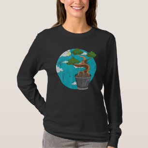 Zen Buddhist Bonsai Aesthetic Japan Clouds Bonsai  T-Shirt