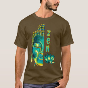 Zen Buddhist Digital Painting Blue Yellow Buddha L T-Shirt