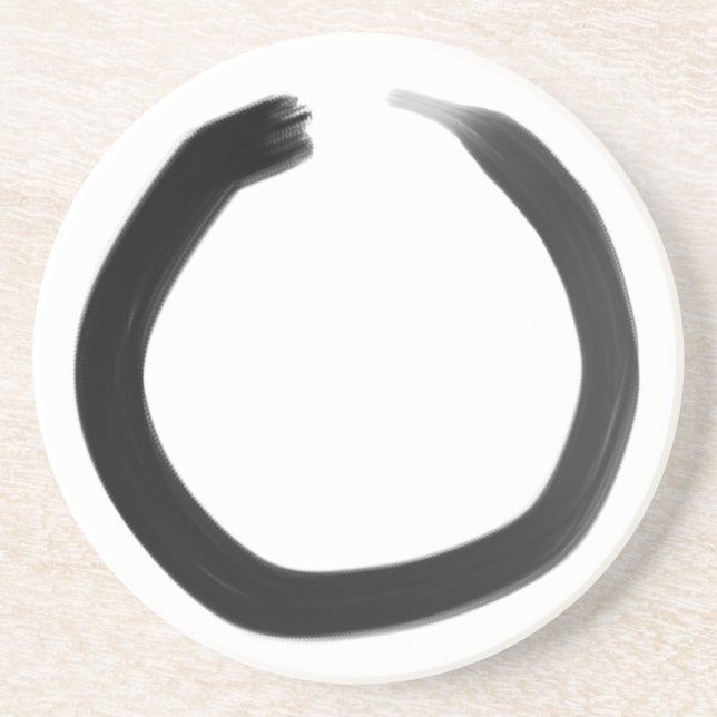 Zen Buddhist Enso Circle Sandstone Coaster (Front)