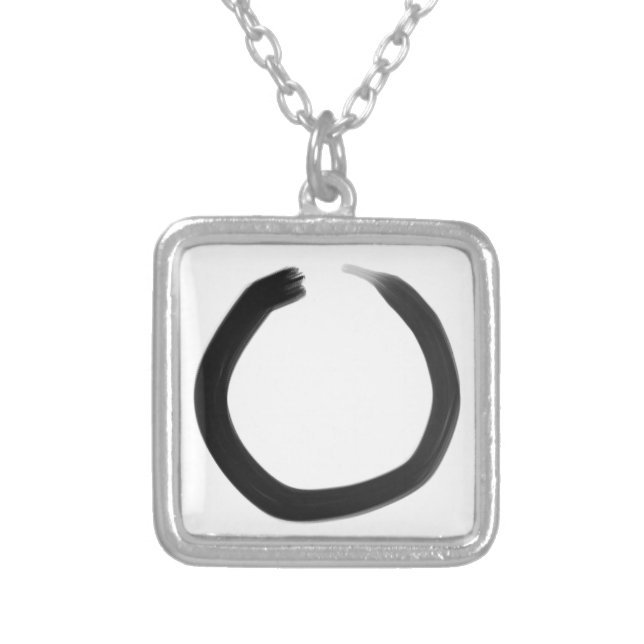 Zen Buddhist Enso Circle Silver Plated Necklace (Front)