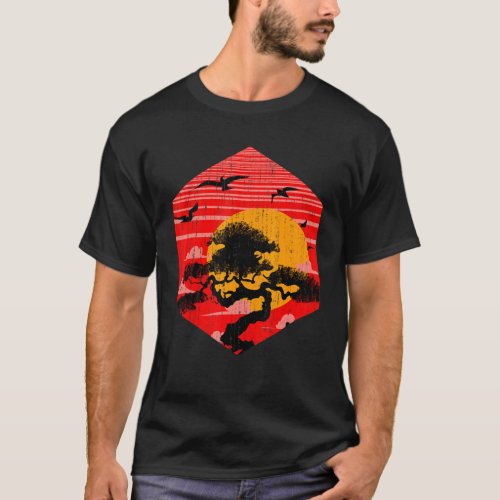 Zen Buddhist Gardening Japanese Aesthetic Sunset B T_Shirt