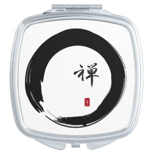 Zen Calligraphy in Enso Open Circle Compact Mirror