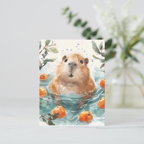 Zen Capybara Wellness Waters Holiday Postcard