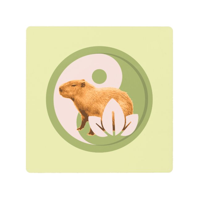 Zen Capybara Yin Yang Metal Print (Front)