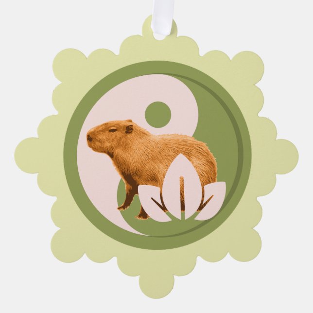 Zen Capybara Yin Yang Ornament Card (Front)