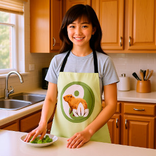 Zen Capybara Yin Yang Peaceful Nature Apron