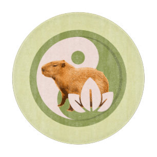 Zen Capybara Yin Yang Peaceful Nature Art Cutting Board