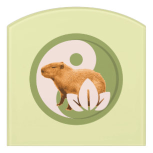 Zen Capybara Yin Yang Peaceful Nature Art Door Sign