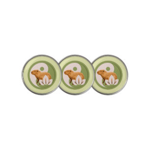 Zen Capybara Yin Yang Peaceful Nature Art Golf Ball Marker