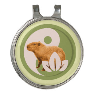 Zen Capybara Yin Yang Peaceful Nature Art Golf Hat Clip