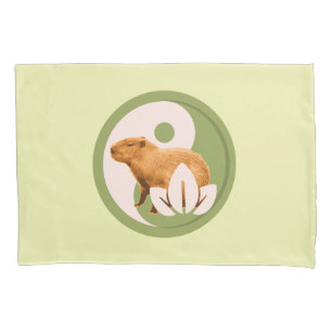 Zen Capybara Yin Yang Peaceful Nature Art Pillow Case
