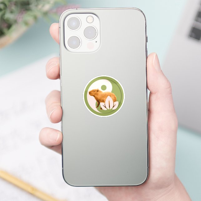 Zen Capybara Yin Yang Peaceful Nature Art Sticker (Phone)