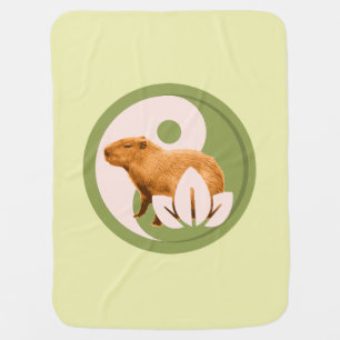 Zen Capybara Yin Yang Peaceful Nature Baby Blanket