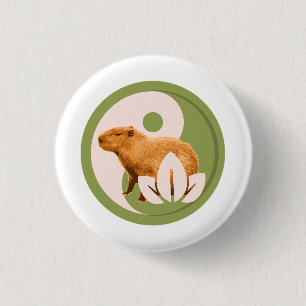Zen Capybara Yin Yang Peaceful Nature Button