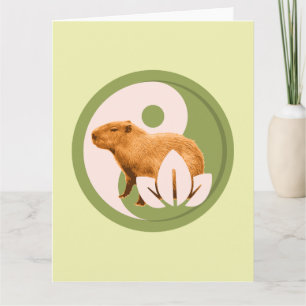 Zen Capybara Yin Yang Peaceful Nature Card
