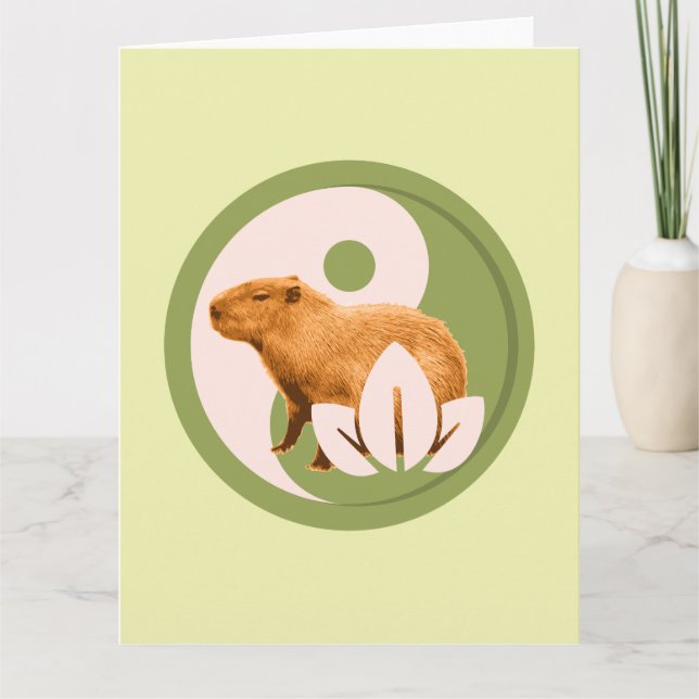 Zen Capybara Yin Yang Peaceful Nature Card (Front)