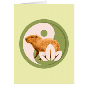 Zen Capybara Yin Yang Peaceful Nature Card