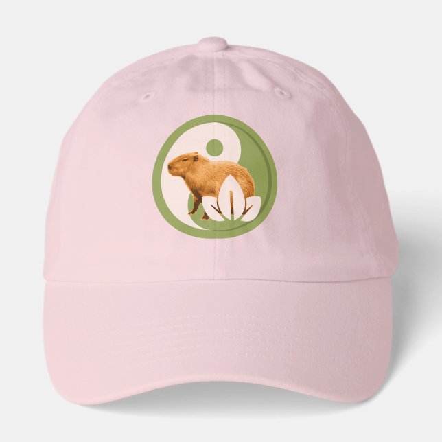 Zen Capybara Yin Yang Peaceful Nature Hat (Front)