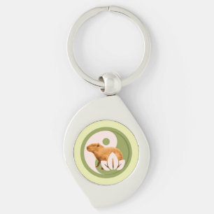 Zen Capybara Yin Yang Peaceful Nature Keychain