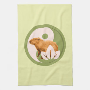 Zen Capybara Yin Yang Peaceful Nature Kitchen Towel